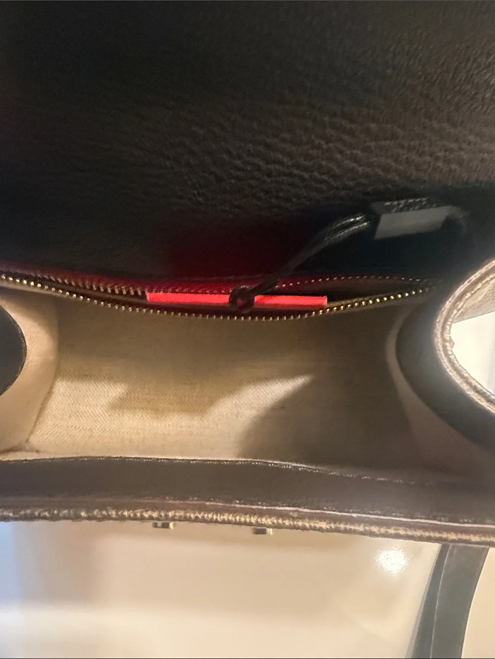 Carolina Herrera Brown Monogram Satchel with Gold-Tone Clasp